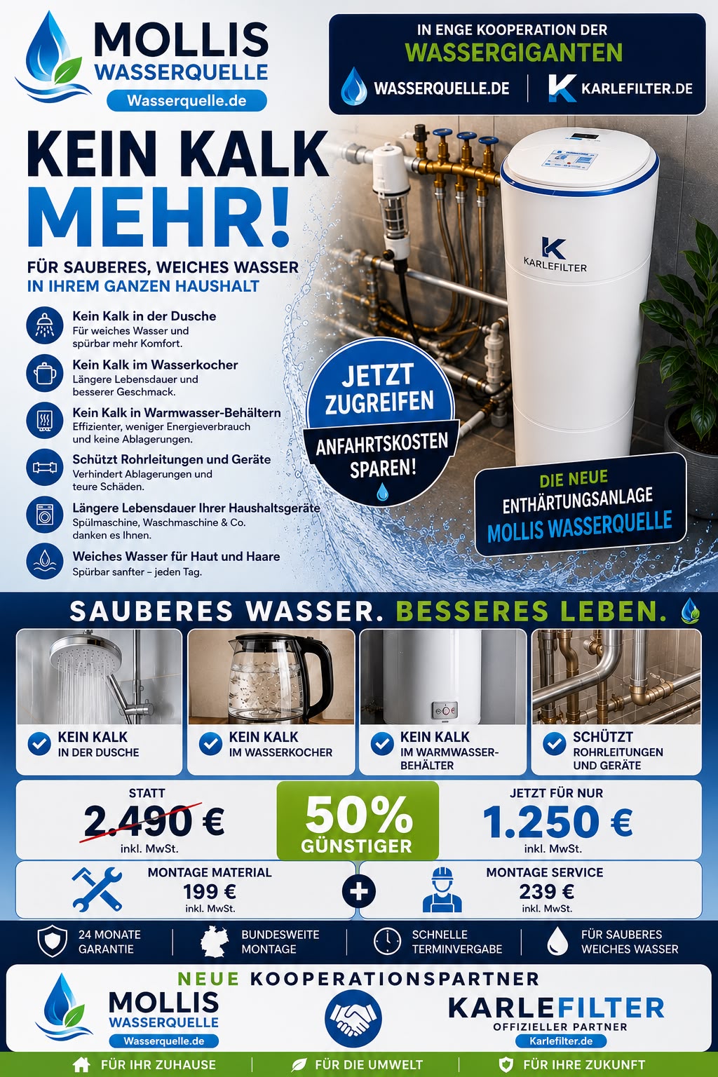 Mollis Wasserquelle Wasserenthärtungsanlage 25 mit bis zu 50% Rabatt
