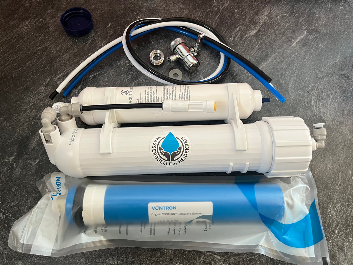 Umkehrosmosefilter als Reisefilter mit Vontron Membrane 75 GPD plus Zubehör