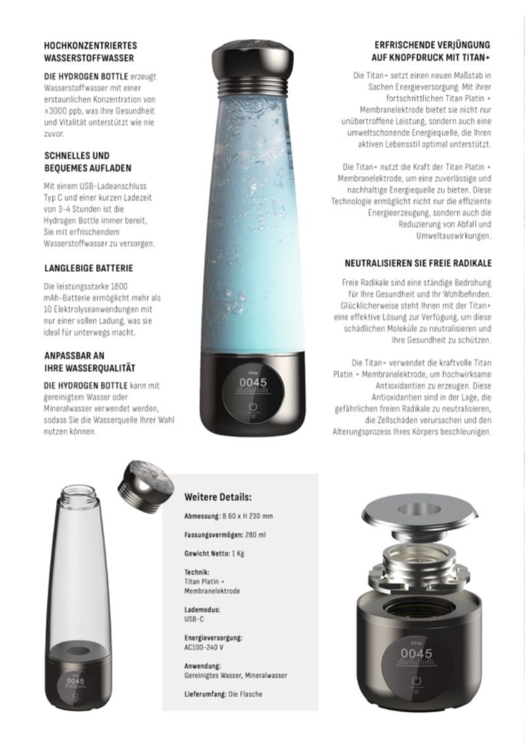 Hydrogen Wasserflasche 💧 Hydrogen Water Bottle | Hydrogenflasche Aqua Get| Генератор водородной воды💧
