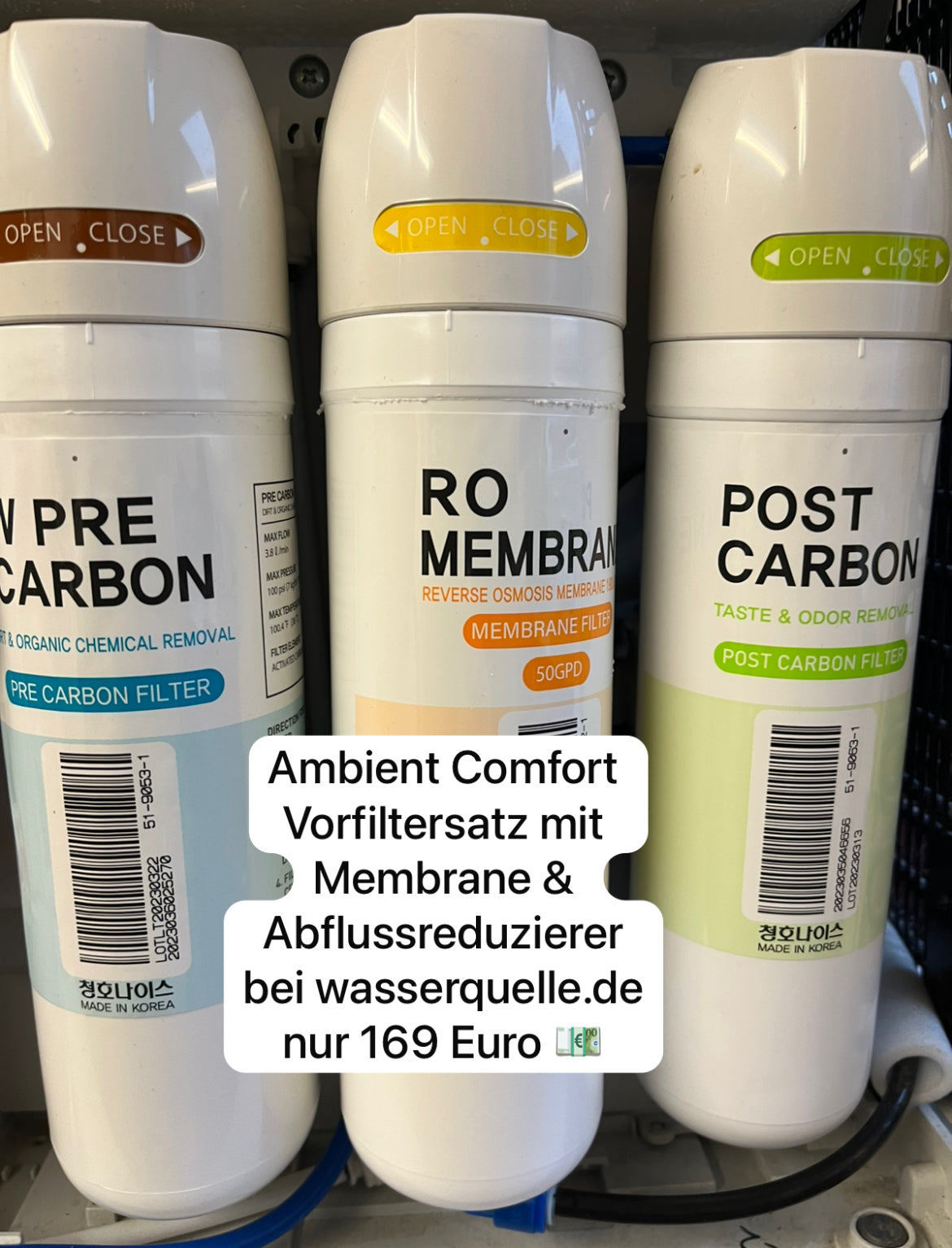 T Filtersatz & T RO-Membran 50 GPD &im Set mit 35% Sonderrabatt 🤝  mit T Filtersatz | Vor & Nachfilter | Pre Carbon, Post Carbon für Ambient Comfort ( CHP-3930D), WHI Caffee Ambient (cCHP-3931Dc) und Omni (CHP-4030D)