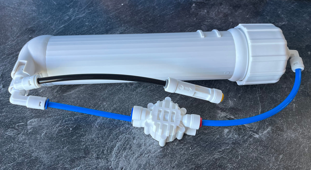 Membrangehäuse inklusive Verbinder wie im Bild & Video passend zu allen RO 5 Wasserfilter 🤝