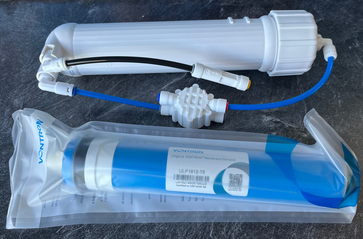 Membrangehäuse inklusive Vontron Membrane 75 GPD & Verbinder wie im Bild & Video passend zu allen RO 5 Wasserfilter 🤝