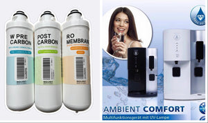 T Filtersatz & T RO-Membran 50 GPD &im Set mit 35% Sonderrabatt 🤝  mit T Filtersatz | Vor & Nachfilter | Pre Carbon, Post Carbon für Ambient Comfort ( CHP-3930D), WHI Caffee Ambient (cCHP-3931Dc) und Omni (CHP-4030D)