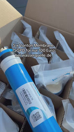 Laden und Abspielen von Videos im Galerie-Viewer, 5 x Vontron Membrane 75 GPD für 100 Euro für alle RO-5 Filtersysteme wie RO-5, ALK 550, ROWA, Aqua Deluxe, Aqua Living, Aqua Save u.s.w mit 50% Rabatt
