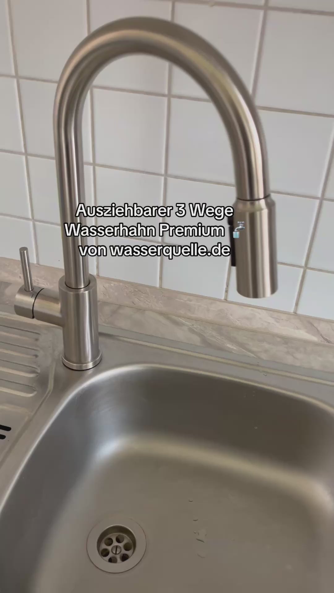 Sommerschlussverkauf !!! Ausziehbarer Drei Wege Wasserhahn Premium mit Brause | Silber gebürstet & ausziehbar mit 50% Rabatt 🤝