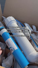 Laden und Abspielen von Videos im Galerie-Viewer, Membrangehäuse inklusive Vontron Membrane 75 GPD &amp; Verbinder wie im Bild &amp; Video passend zu allen RO 5 Wasserfilter 🤝
