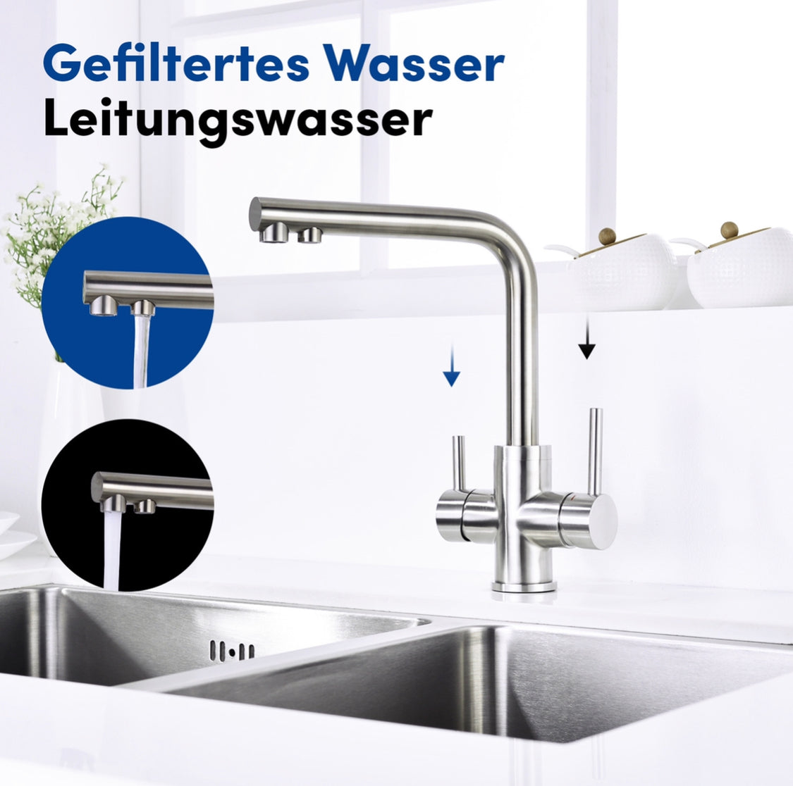 3 Wege Wasserhahn Slim Line