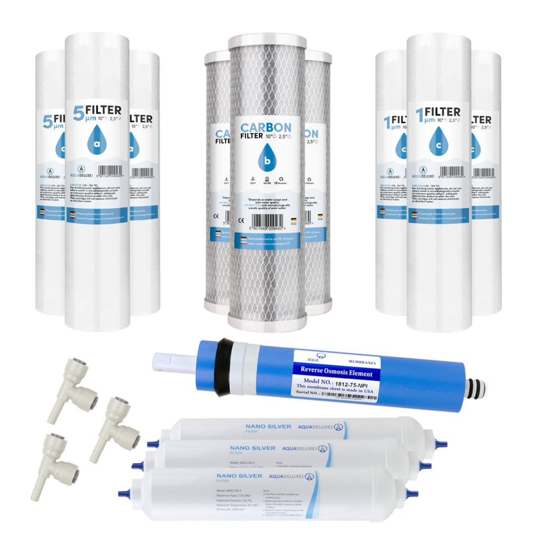 Ersatzfilter für RO-5 Umkehrosmose Wasserfilter für 3 Jahre & Vontron Membrane 75 GPD